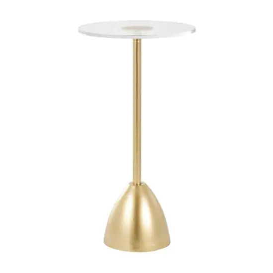 25.5" Gold Metal Pedestal Accent Table {4}
