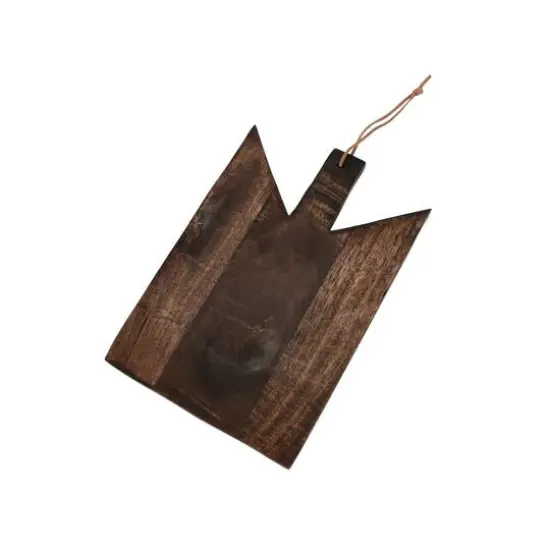 Hello Honey&reg; 12" Walnut Geometric Wood Cutting Board with Leather Tie {1}