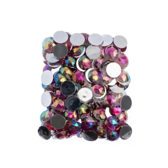 John Bead 16mm AB Acrylic Round Flat Back Rhinestones, 200ct. Fuchsia AB {4}