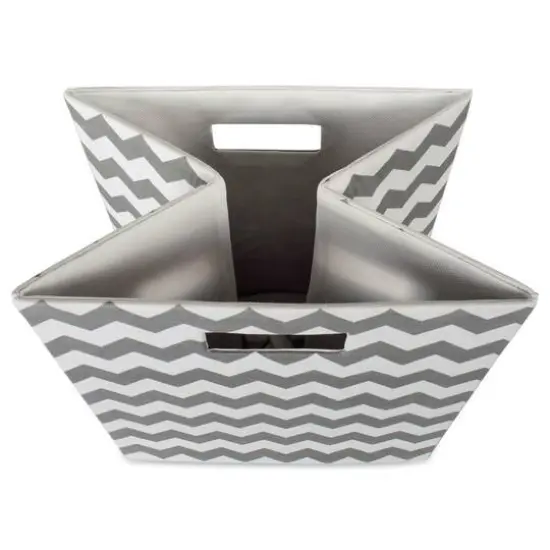 DII&reg; 11" Chevron Stripes Polyester Storage Cube Gray {4}