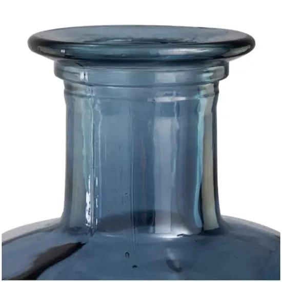 29" Blue Recycled Glass Tall Spanish Bottleneck Vase {4}