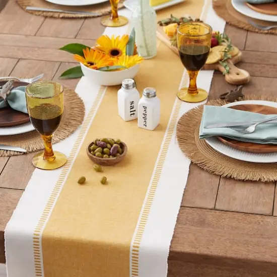 DII&reg; 72" Dobby Stripe Table Runner Honey Gold {6}