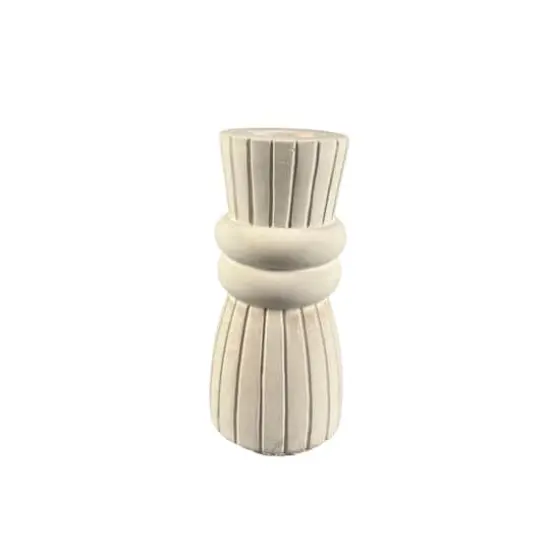 4.5" Ribbed Cement Taper Candle Holder by Make Market&reg; {1}