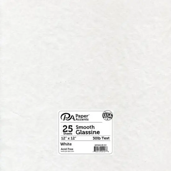 PA Paper&trade; Accents White 12" x 12" Glassine Paper, 25 Sheets {1}