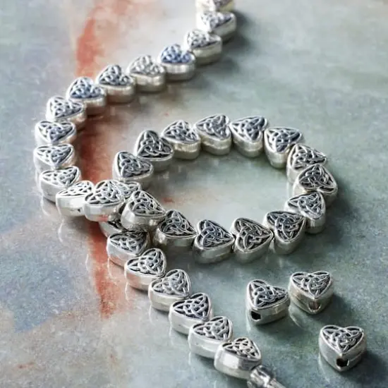 Antique Silver Carved Heart Beads, 8mm by Bead Landing&trade; {3}