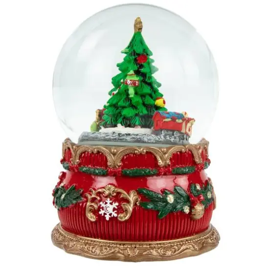 6" Musical Christmas Tree & Train Animated Water Globe {9}