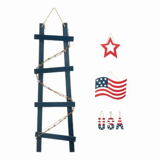 Glitzhome® 36" Patriotic Americana Ladder-Shaped Porch Décor {8}