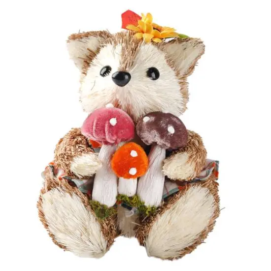 6.75" Sitting Fox with Mushrooms Natural D&eacute;cor by Ashland&reg; {1}