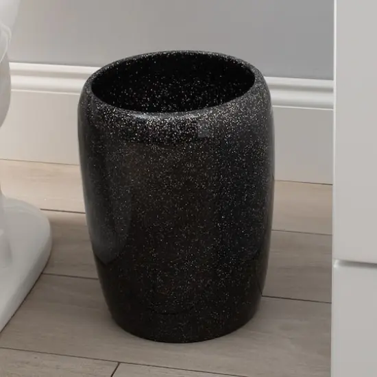 Elle D&eacute;cor Eclat Black Glitter Waste Bin {5}