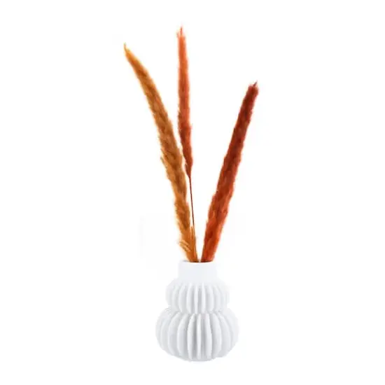 Hello Honey&reg; 5" Handmade Stoneware Vase With Half Circle Pleated Design {4}