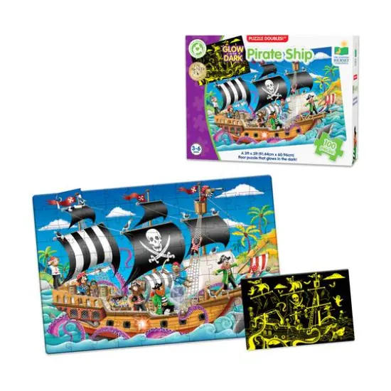 Puzzle Doubles! - Glow in the Dark Pirate Ship: 100 Pcs {4}