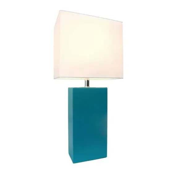 Lalia Home Lexington 21" Leather Home Décor Table Lamp Teal {3}