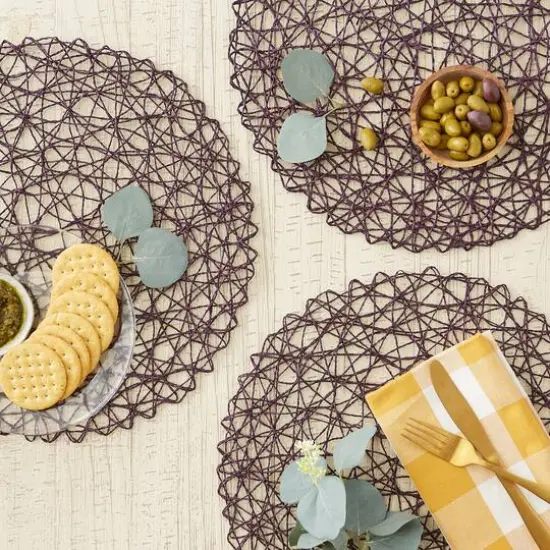 DII&reg; Eggplant Woven Paper Round Placemat (Set of 6) {6}