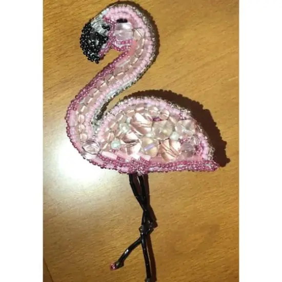 Crystal Art Beadwork Kit For Creating Brooch Flamingo {5}