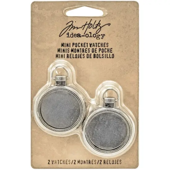 Idea-Ology Metal Mini Pocket Watch Frames 1" 2/Pkg-Antique Nickel {1}