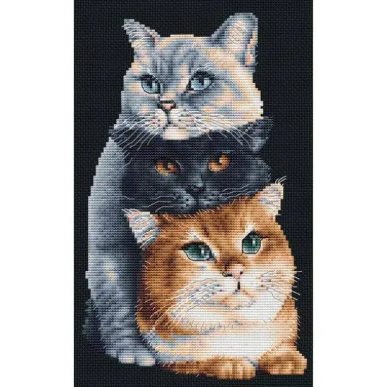 Thea Gouverneur Three Cats Black Cross Stitch Kit {1}