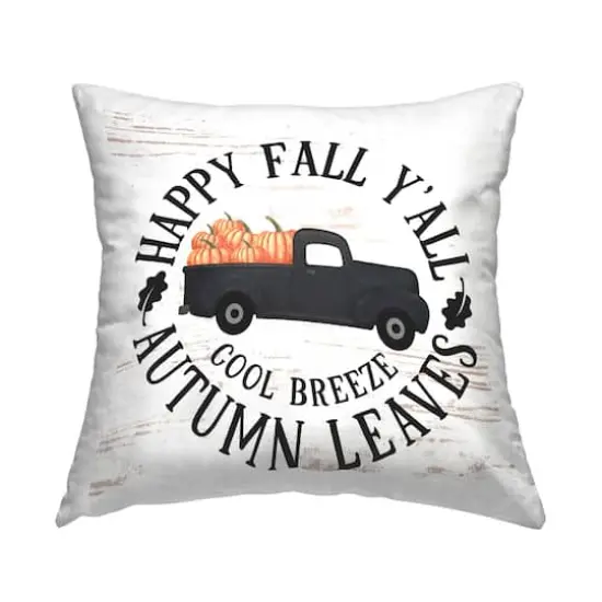 Stupell Industries Happy Fall Y'all Rustic Pumpkin Truck Throw Pillow {1}