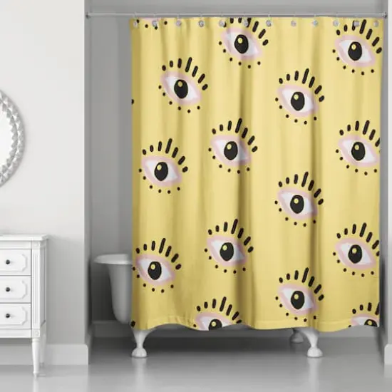 Eyeball Pattern Shower Curtain Yellow {3}