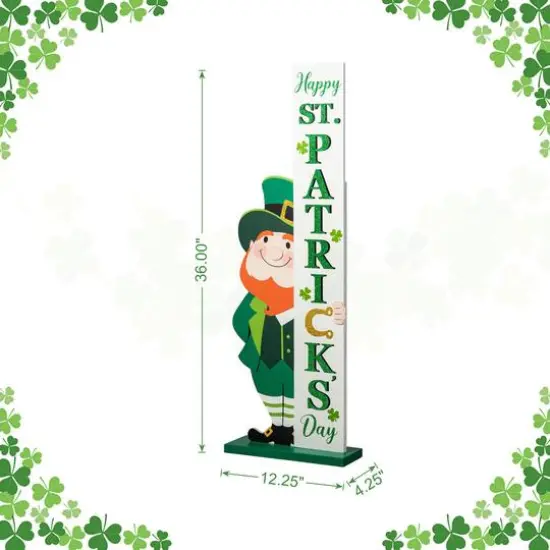 Glitzhome&reg; 36" Wooden Leprechaun Happy St. Patrick's Day Porch D&eacute;cor {9}