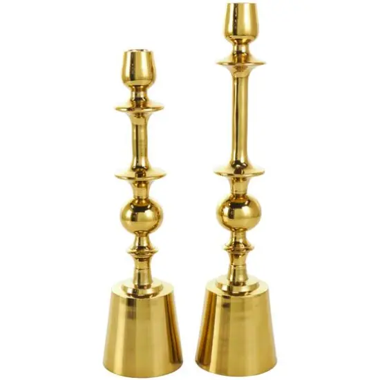 Gold Aluminum Candle Holder Set {1}