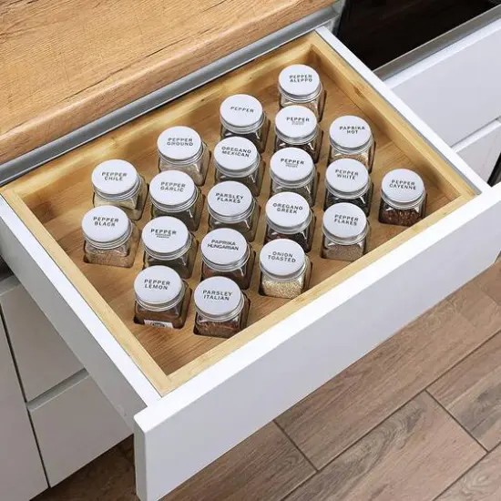 Freestanding Countertop Spice Shelf Holder with 20 Glass Jars Light Brown {8}