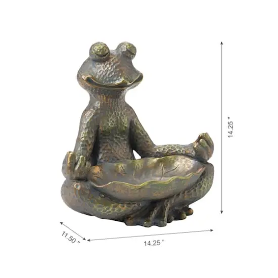 Glitzhome&reg; 14" Bronze Yoga Frog Statue {9}