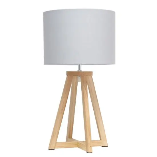 Simple Designs 19" Interlocked Triangular White Wood Table Lamp with Gray Shade Natural and Gray {1}