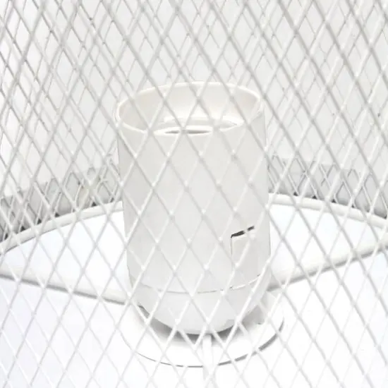 Simple Designs 13" Mesh Cylindrical Steel Table Lamp White {7}