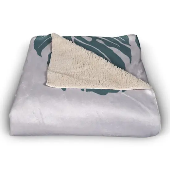 Three Leaf Monstera 50" x 60" Coral Fleece Blanket {3}