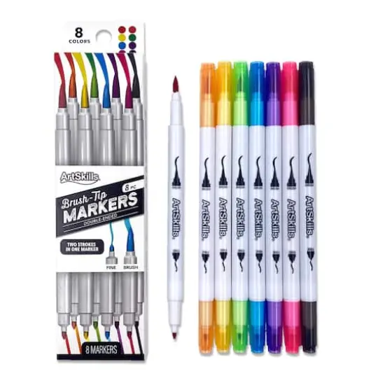 ArtSkills&reg; Dual Tip Brush Markers, 8ct. {3}