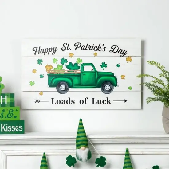 Glitzhome&reg; 24" St. Patrick's Truck Wooden Wall D&eacute;cor {3}