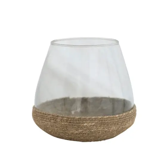 Hello Honey® Clear & Natural Glass Vase Or Tealight Holder With Woven Base {1}