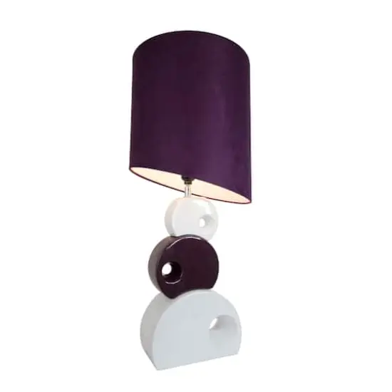 Elegant Designs&trade; 2.5ft. Purple and White Stacked Circle Table Lamp {3}