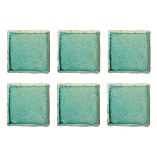 Hello Honey&reg; 11" Square Aqua Reactive Crackle Glaze Stoneware Serving Trays, 6ct. {1}
