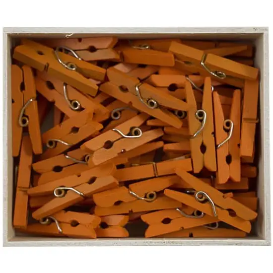 JAM Paper 1.125" Wood Clip Clothespins, 100ct. Orange {4}