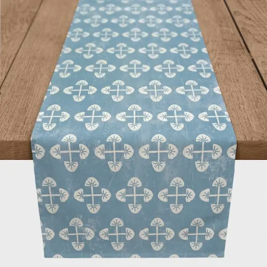 90" Blue Tribal Pattern Cotton Twill Runner {1}