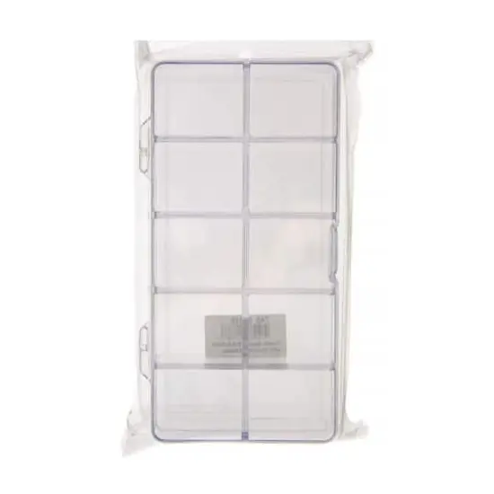 John Bead 7" Clear 10 Compartment Plastic Rectangle Box {4}