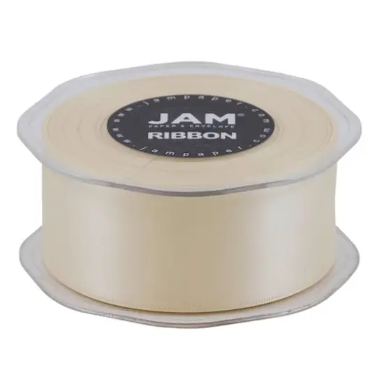 JAM Paper 1.5" x 25yd. Double Faced Satin Ribbon Ivory {6}