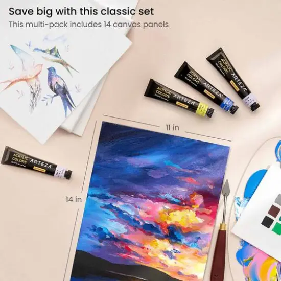 Arteza&reg; 11" x 14" Black Canvas Panels, 14ct. {5}