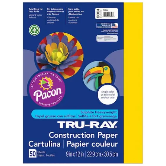 Tru-Ray&reg; Construction Paper, 9" x 12", 10ct. Yellow {1}