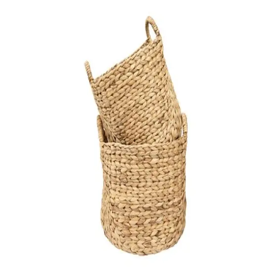 Hello Honey® Beige Handwoven Seagrass Basket with Handles Set {8}