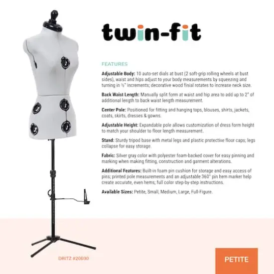 Dritz&reg; Twin-Fit Petite Dress Form with Adjustable Tri-Pod Stand {3}