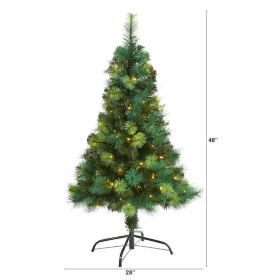 4ft. Pre-Lit Mixed Green Scotch Pine Artificial Christmas Tree with LED Lights {3}