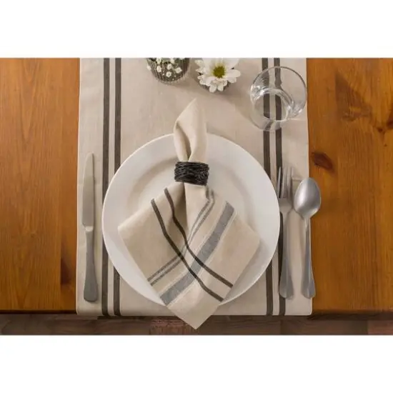 DII&reg; French Stripe Cloth Dinner Napkins, 6ct. Black/Cream {11}