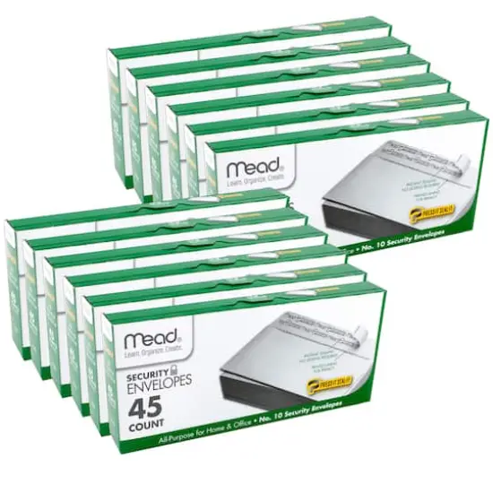 Mead&reg; Press-It Seal-It&reg; #10 Security Envelopes, 12 Pack of 45 {1}