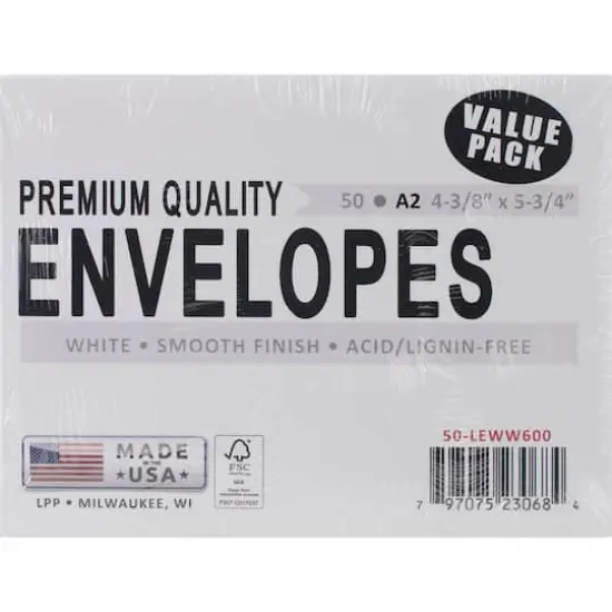 Leader Paper Products White A2 Envelopes, 50ct. {1}