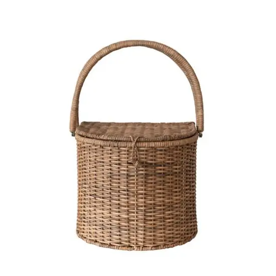 Hello Honey&reg; Natural Oval Wicker Picnic Basket with Open Side Compartment {17}