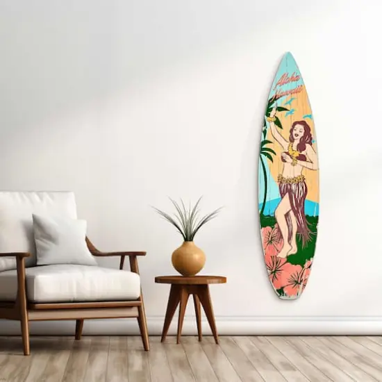 American Art Decor Aloha Hawaii Surfboard Plague Wall Sign - 15" x 59.625" {3}