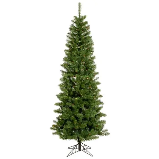 4.5ft. Pre-Lit Salem Pine Pencil Artificial Christmas Tree, Multi-Colored LED Lights {1}