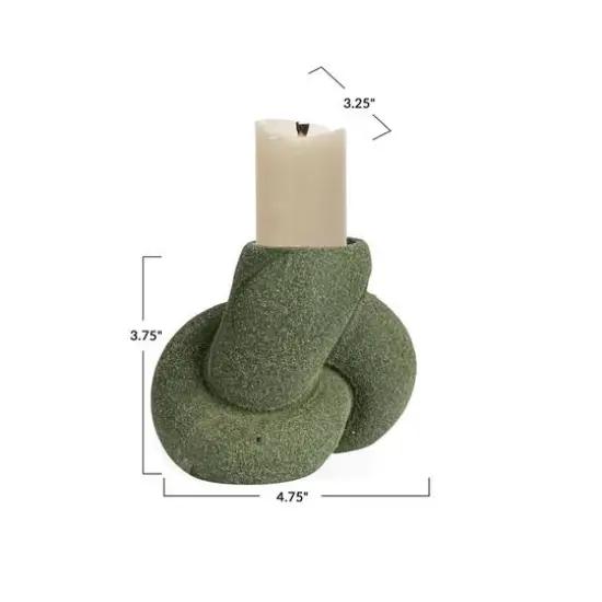 Hello Honey&reg; 4" Green Stoneware Tealight & Taper Candle Holder {7}